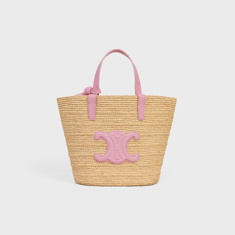 Céline - Classic Panier petit modèle Souple Raphia et veau Pink