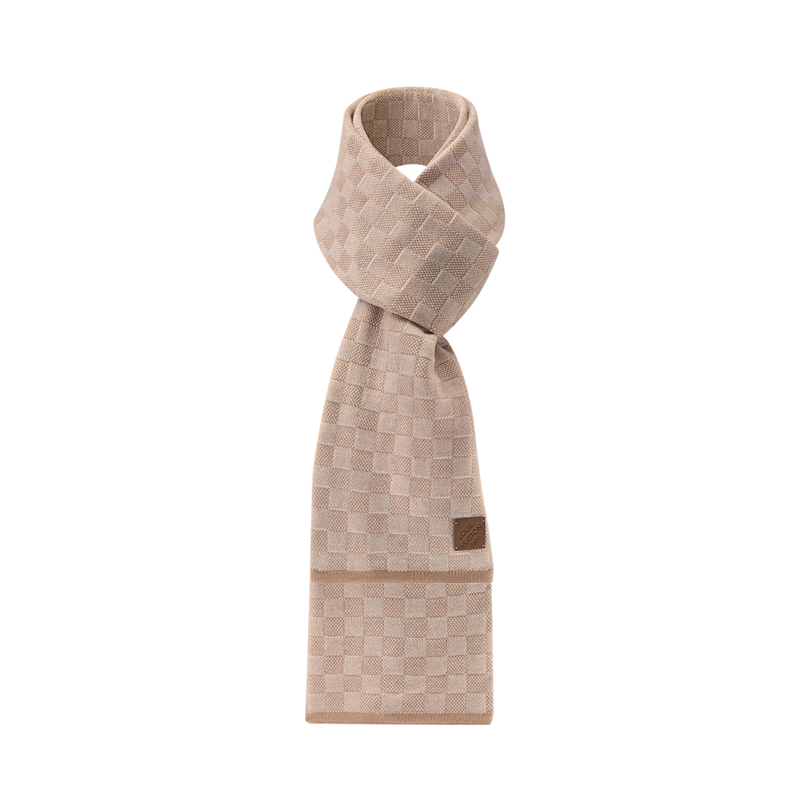 Bonnet et Écharpe Néo Petit Damier Beige