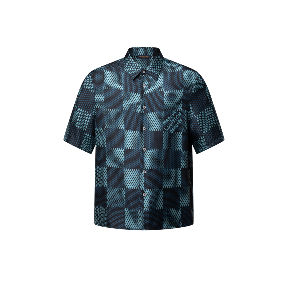 Chemise manches courtes Damier en soie