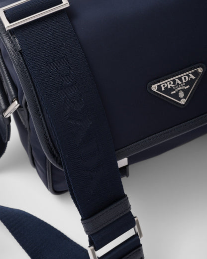 Sac porté épaule en Re-Nylon et cuir Saffiano