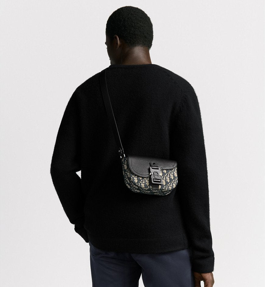 Mini sac Messenger à rabat Saddle Noir et Beige