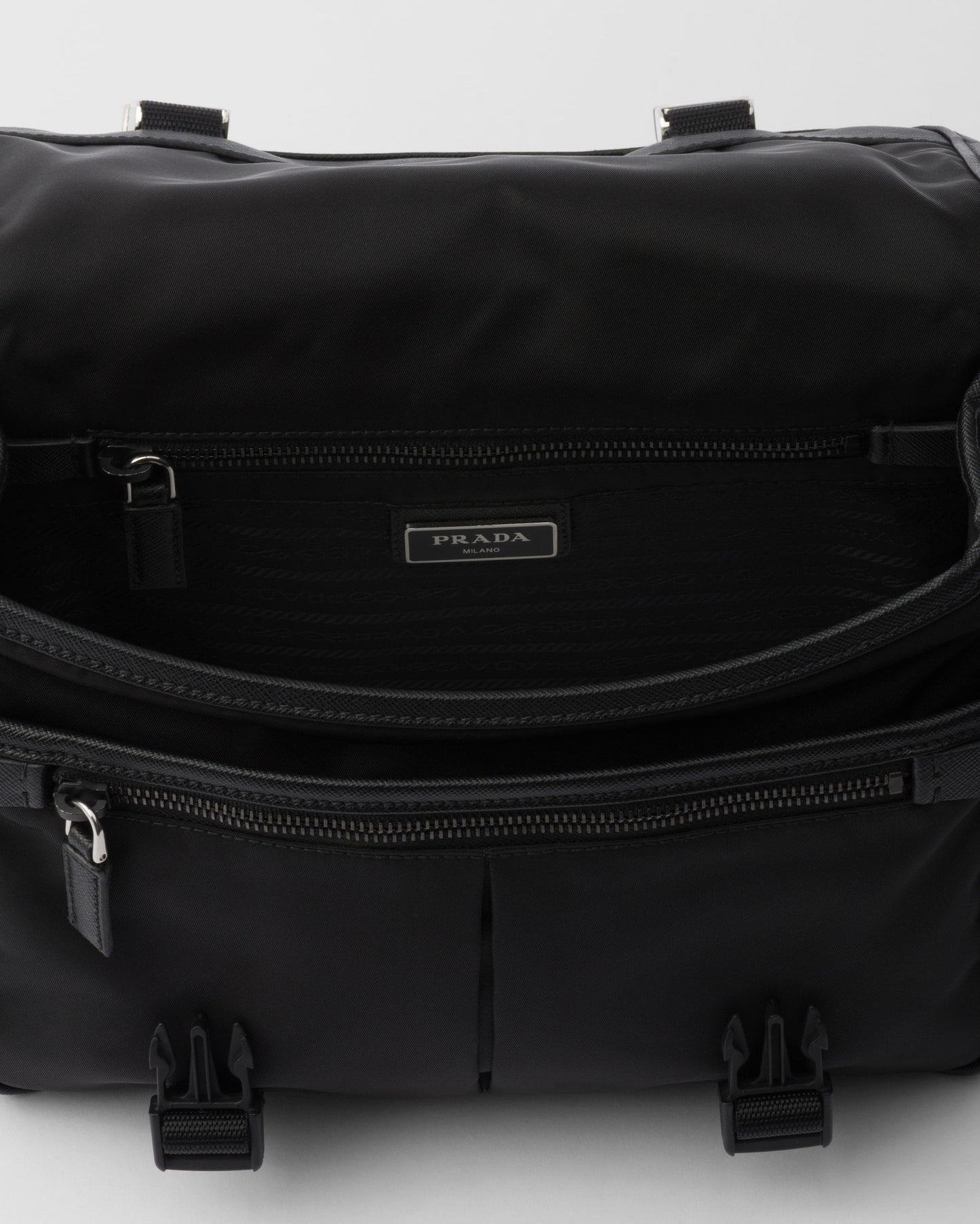 Sac porté épaule en Re-Nylon et cuir Saffiano