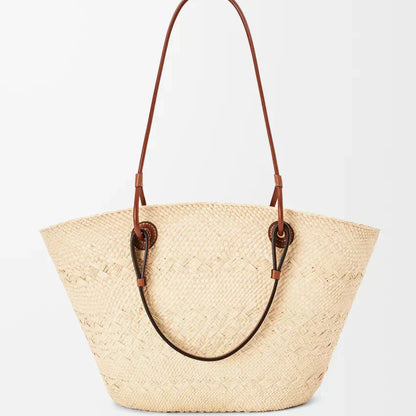 Loewe - Panier Anagram en palmier Iraca et cuir de veau