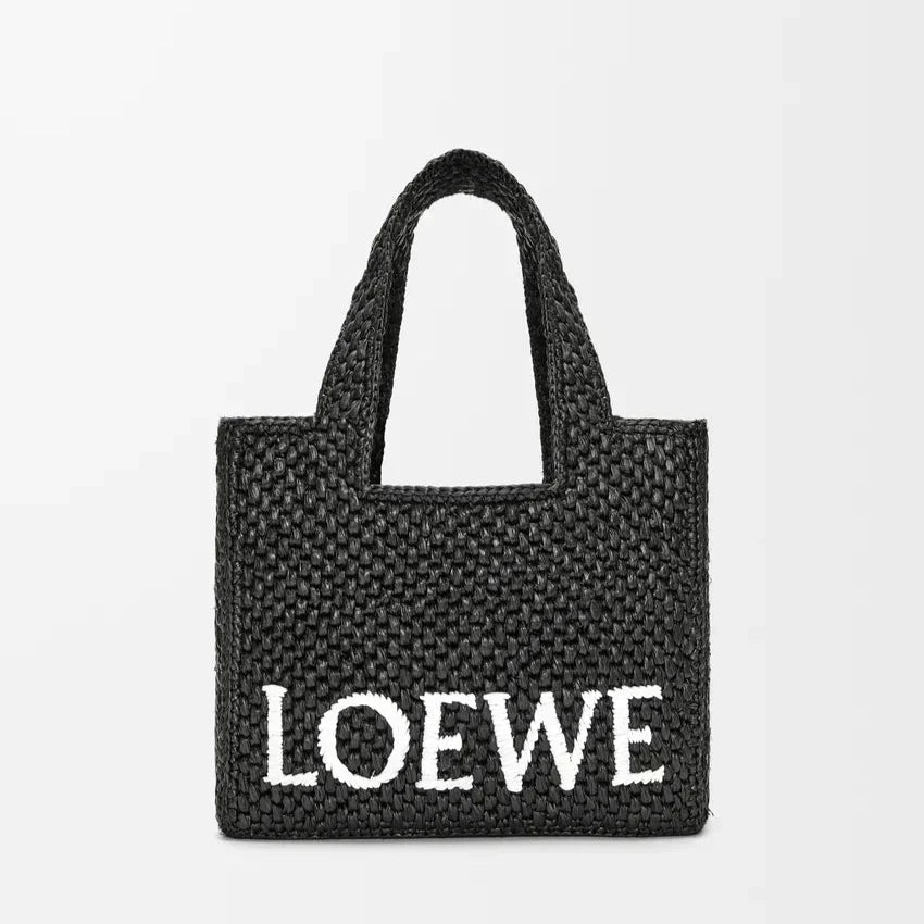 LOEWE - Petit  Font Tote en raphia Noir