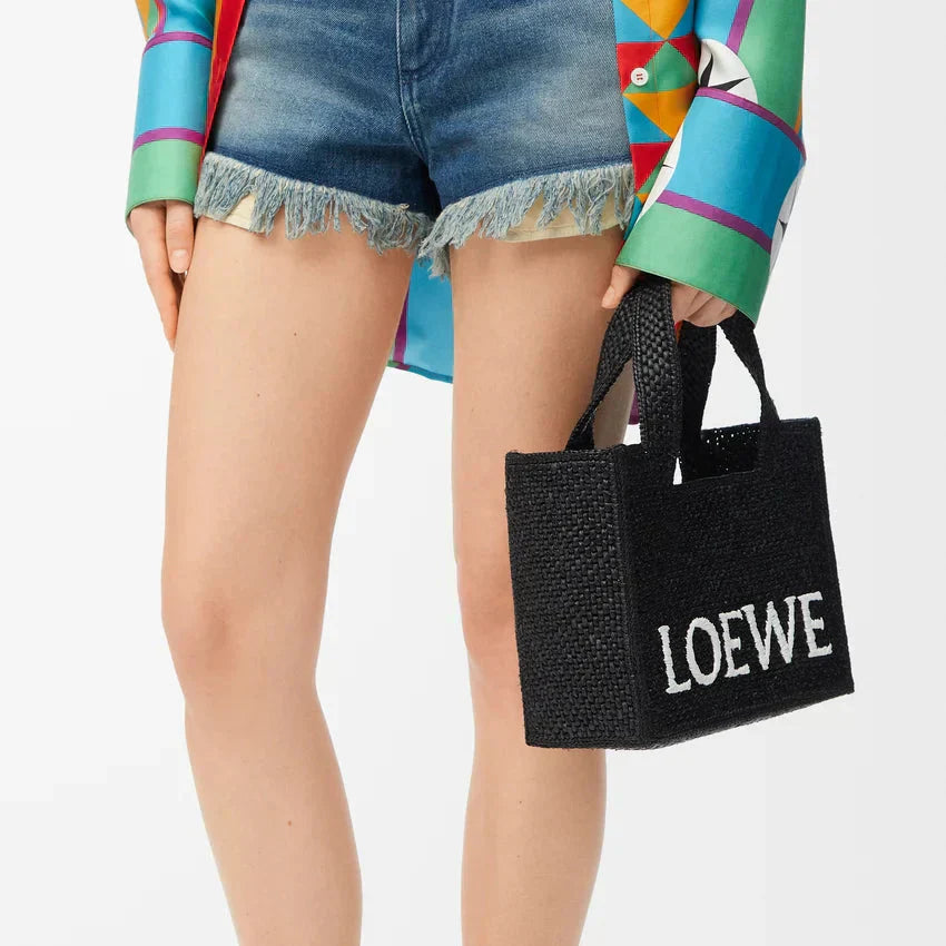 LOEWE - Petit  Font Tote en raphia Noir
