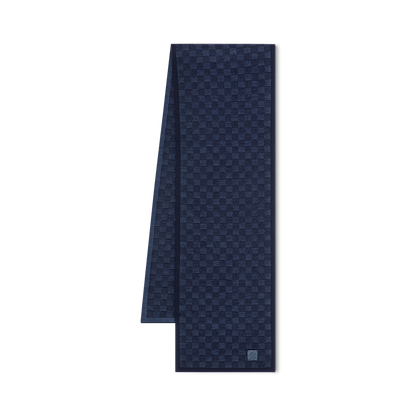 Bonnet et Écharpe Néo Petit Damier Bleu Marine