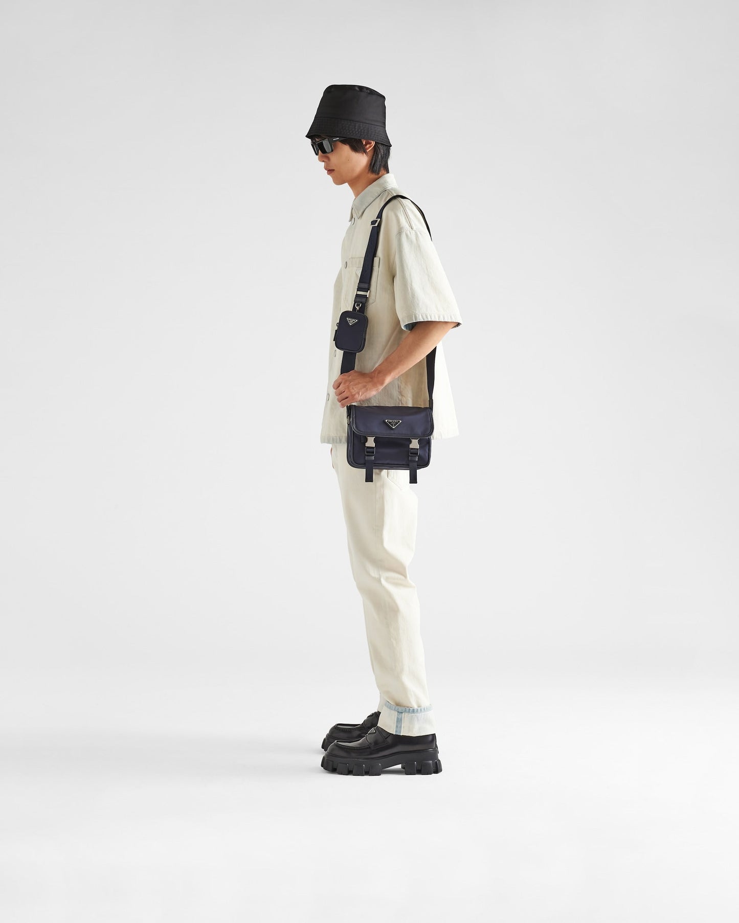 Sac porté épaule en Re-Nylon et cuir Saffiano