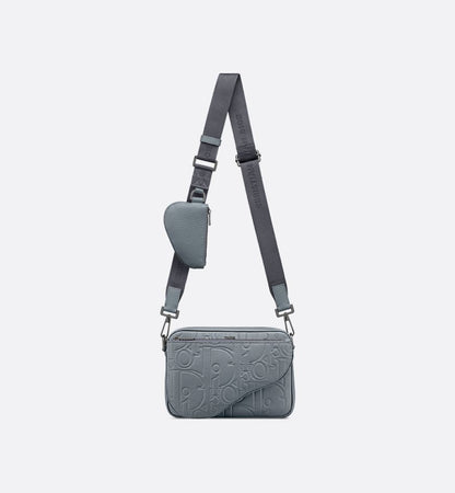 Triple Pouch Saddle Cuir Gris