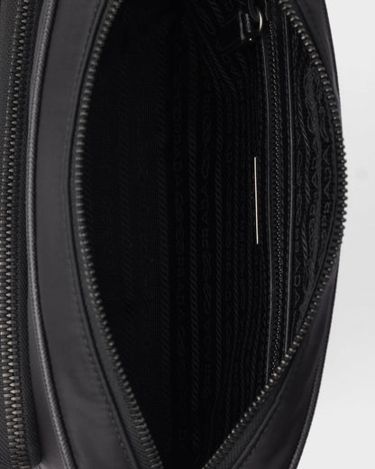 Petit sac porté épaule en Re-Nylon et cuir Saffia