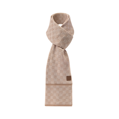Bonnet et Écharpe Néo Petit Damier Beige