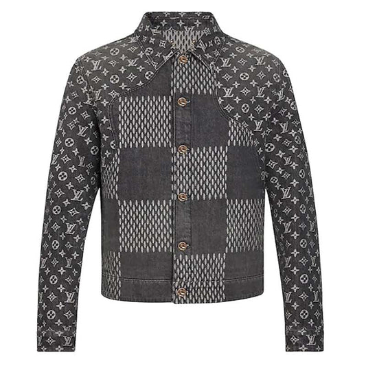 Louis Vuitton LV Men Giant Damier Waves Veste en jean monogramme