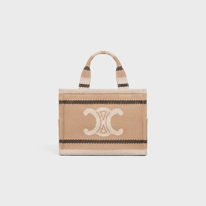 C­eli­ne - Small Cabas Thais Striped Textile Beige Noir